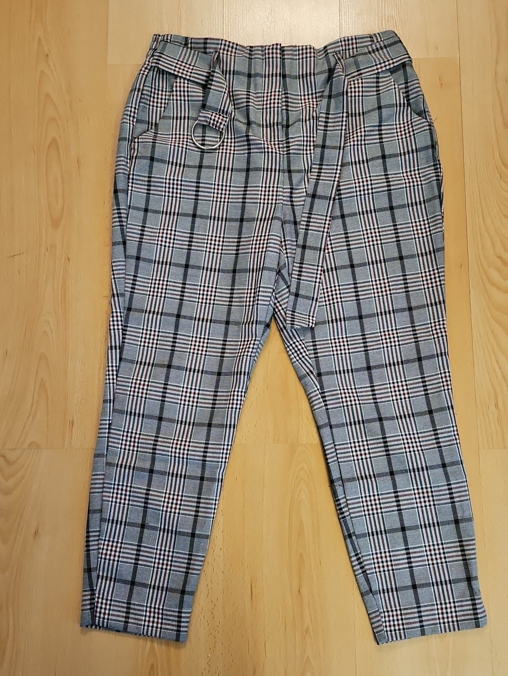 Lily Morgan Plaid Slim Tapered Trousers